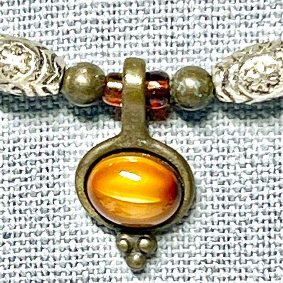 Carnelian Agate/Mother of Pearl Necklace and Dangle Earrings - Picture 1 of 9